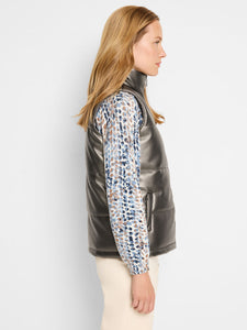 Nic + Zoe Metallic Faux Leather Puffer Vest