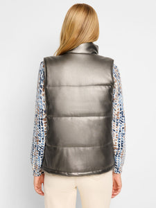 Nic + Zoe Metallic Faux Leather Puffer Vest