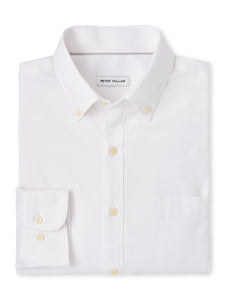 peter millar white dress shirt Peter Millar Dress Shirt Mens XL Blue Geometric Lyocell Linen Long Sleeve