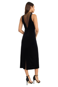 Donna Morgan Plunge Mesh Velvet Dress