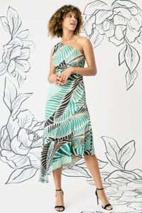 Maggy London Palm Print One Shoulder Dress