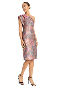 Maggy London One Shoulder Brocade Dress