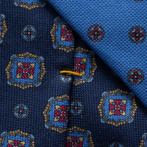 Eton Blue Medallion Print Cotton Tie