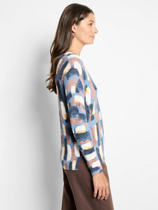 Nic + Zoe Brushstrokes Waffle V Neck Sweater