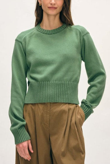 White & Warren Soft Cotton Rib Trim Sweatshirt
