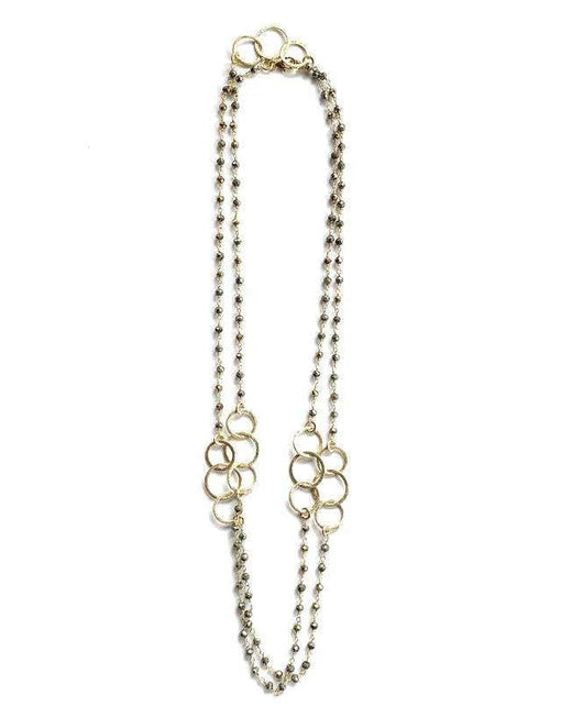 Erin Gray Peace and Love Gold Hoops Long Necklace