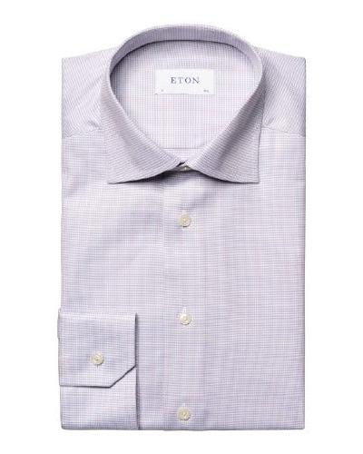 Eton Houndstooth Cotton Tencel Dress Shirt