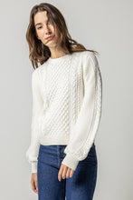 Load image into Gallery viewer, Lilla P Long Sleeve Cable Crewneck Sweater
