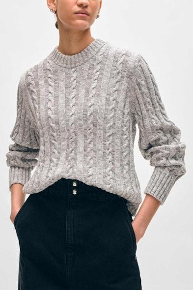 White + Warren Organic Cotton Cable Crew Sweater