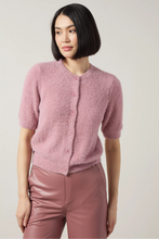 Load image into Gallery viewer, Lysse Opalite Short Sleeve Lurex Feather Cardigan
