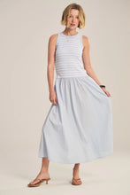 Load image into Gallery viewer, Velvet Stripe Rib and Poplin Mixed Media Romina Dress
