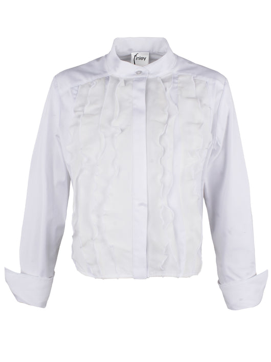 Finley Raffaele Organza Ruffle Crop Shirt