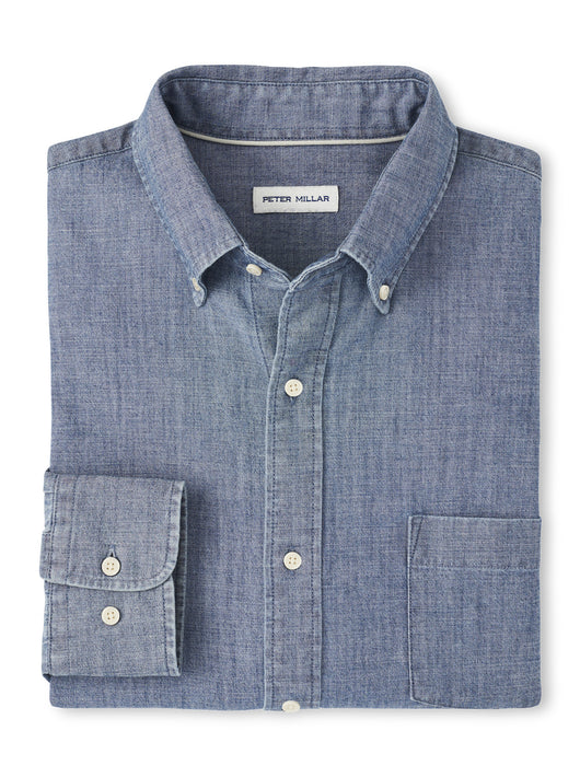 Peter Millar Tamworth Chambray Cotton-Stretch Sport Shirt