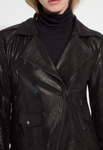 Load image into Gallery viewer, Lysse Ameila Patent Foil Vegan Suede Moto Jacket
