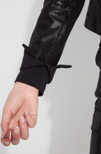 Load image into Gallery viewer, Lysse Ameila Patent Foil Vegan Suede Moto Jacket
