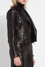 Load image into Gallery viewer, Lysse Ameila Patent Foil Vegan Suede Moto Jacket
