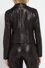 Load image into Gallery viewer, Lysse Ameila Patent Foil Vegan Suede Moto Jacket
