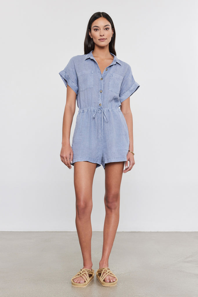 Velvet Clare Linen Romper Yacoubian Tailors Velvet Clare Linen Romper Yacoubian Tailors