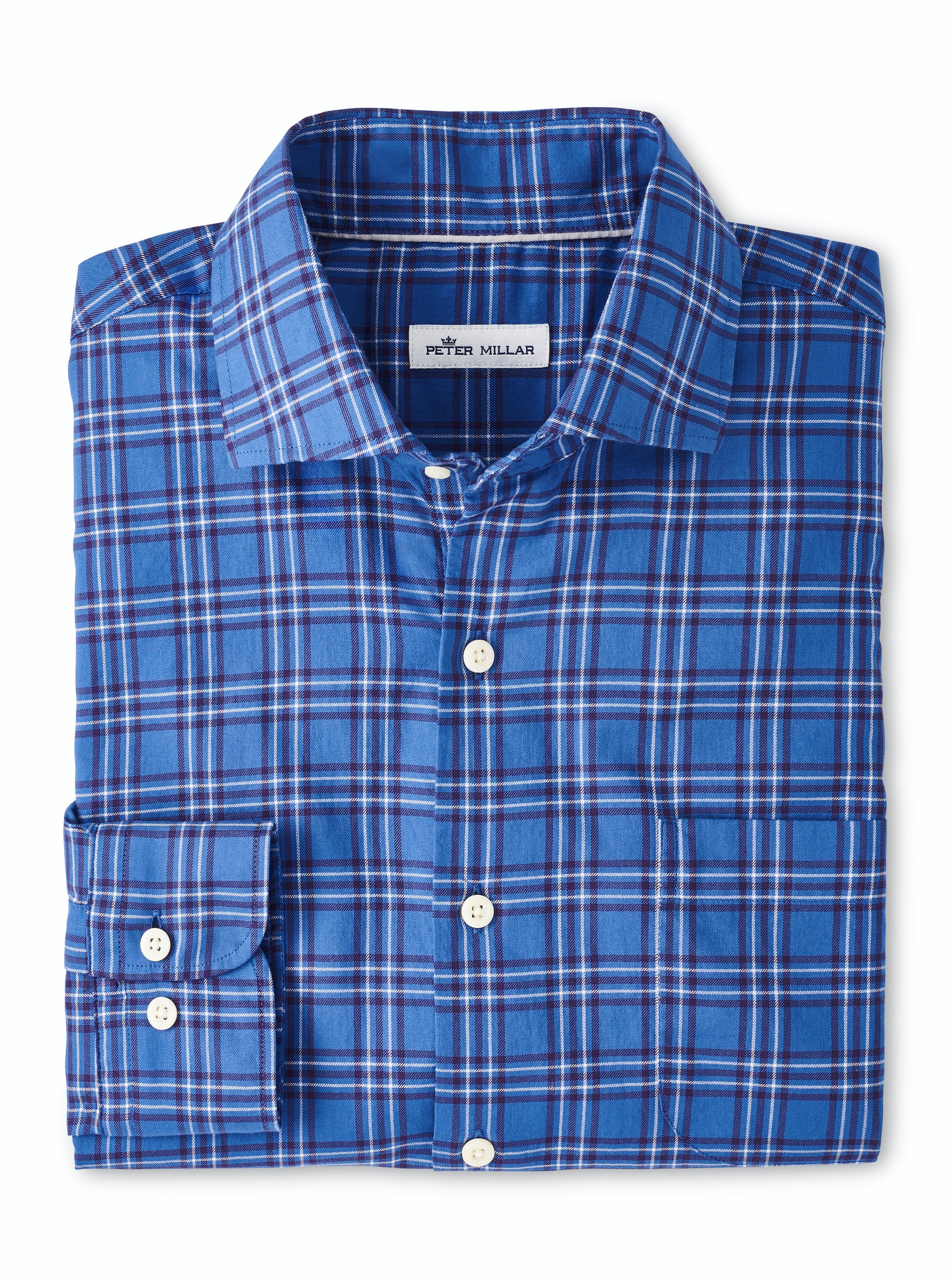 peter millar dress shirt Peter Millar Ward Cotton Sport Shirt: Nordic Blue