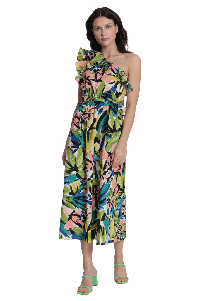 Donna Morgan Floral One Shoulder Midi Dress Yacoubian Tailors Donna Morgan Floral One Shoulder Midi Dress Yacoubian Tailors