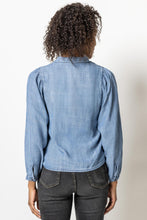 Load image into Gallery viewer, Lilla P Chambray Shirred Sleeve Buttondown
