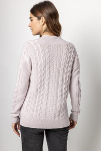 Lilla P Shawl Collar Cable Sweater