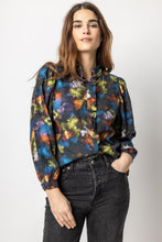 Load image into Gallery viewer, Lilla P Printed Full Sleeve Ruffle Front Top
