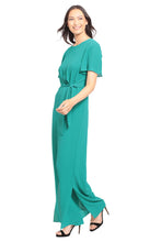 Load image into Gallery viewer, London Times Crepe Flutter Sleeve Jumpsuit
