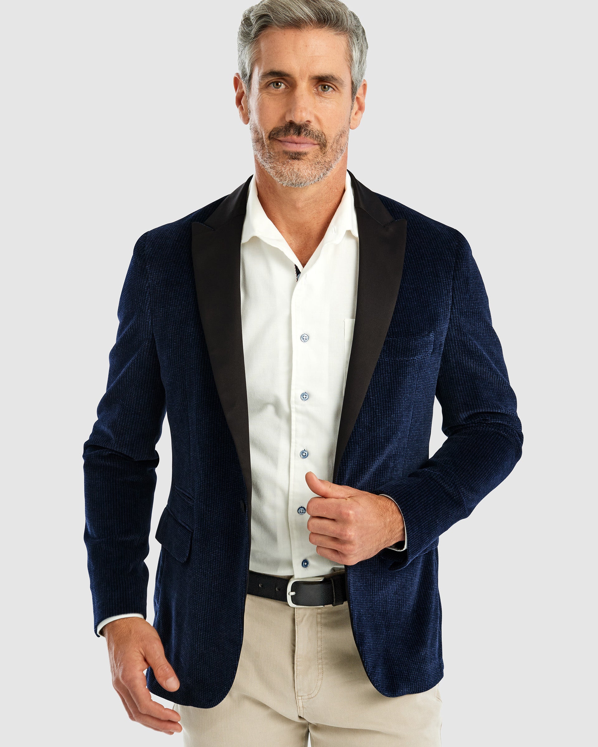 Men's Navy Velvet Jacket - Peter Elliot Blue